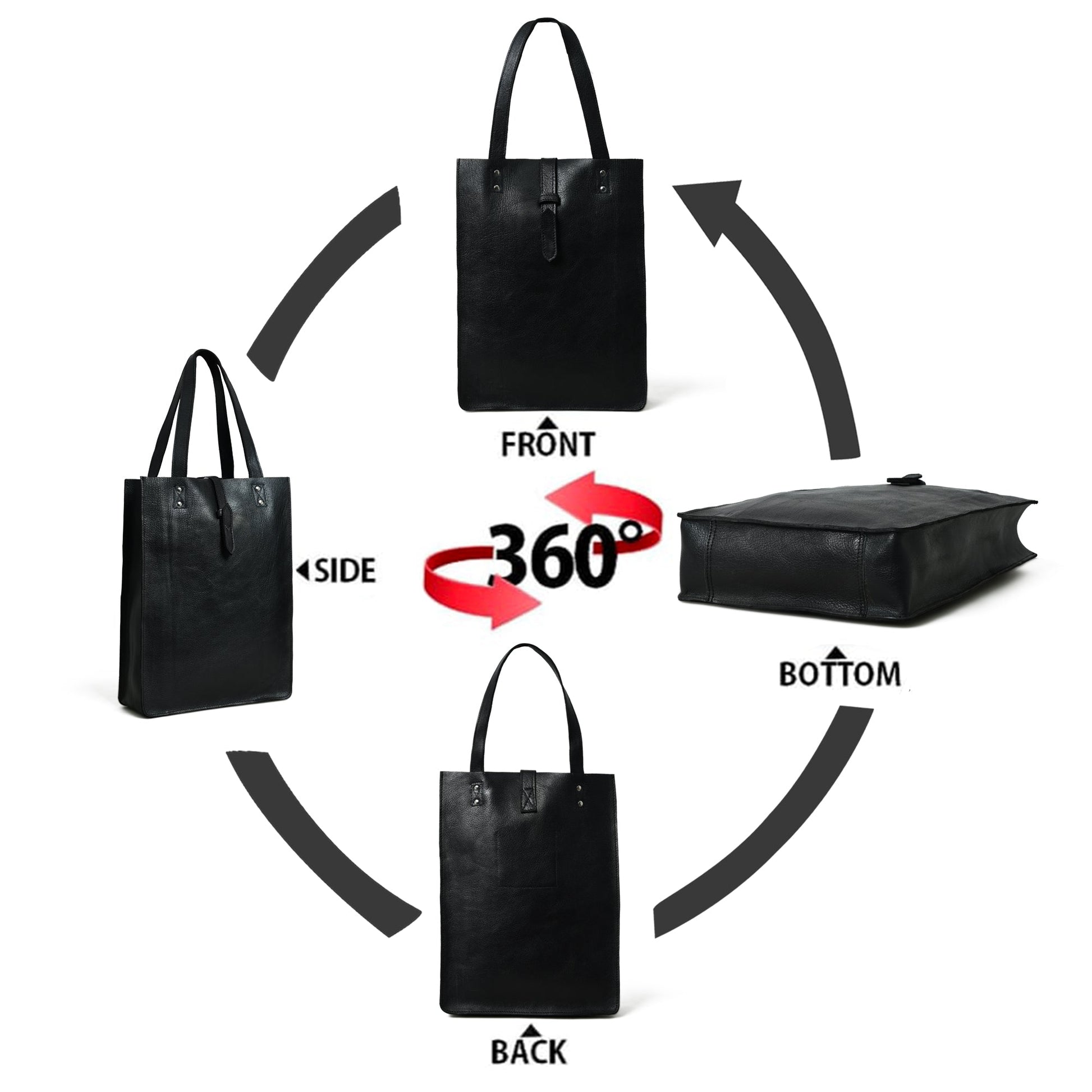 Ebony Elegance Leather Tote - Tampa Home & Garden Store