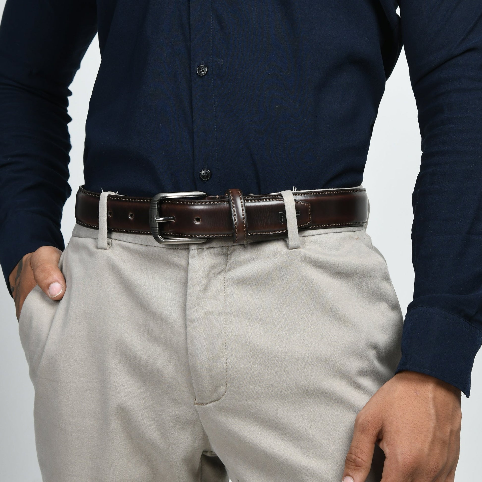 Eclipse Dark Brown Leather Belt - Tampa Home & Garden Store