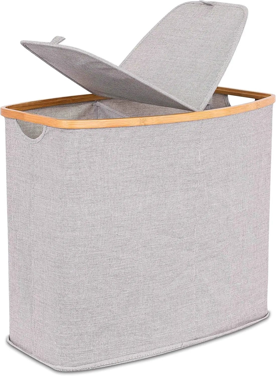 Eco-Friendly Bamboo & Canvas Laundry Hamper – Foldable, Slim Storage Basket with Lid for Bedroom, Bathroom & Dorm - Tampa Home & Garden Store