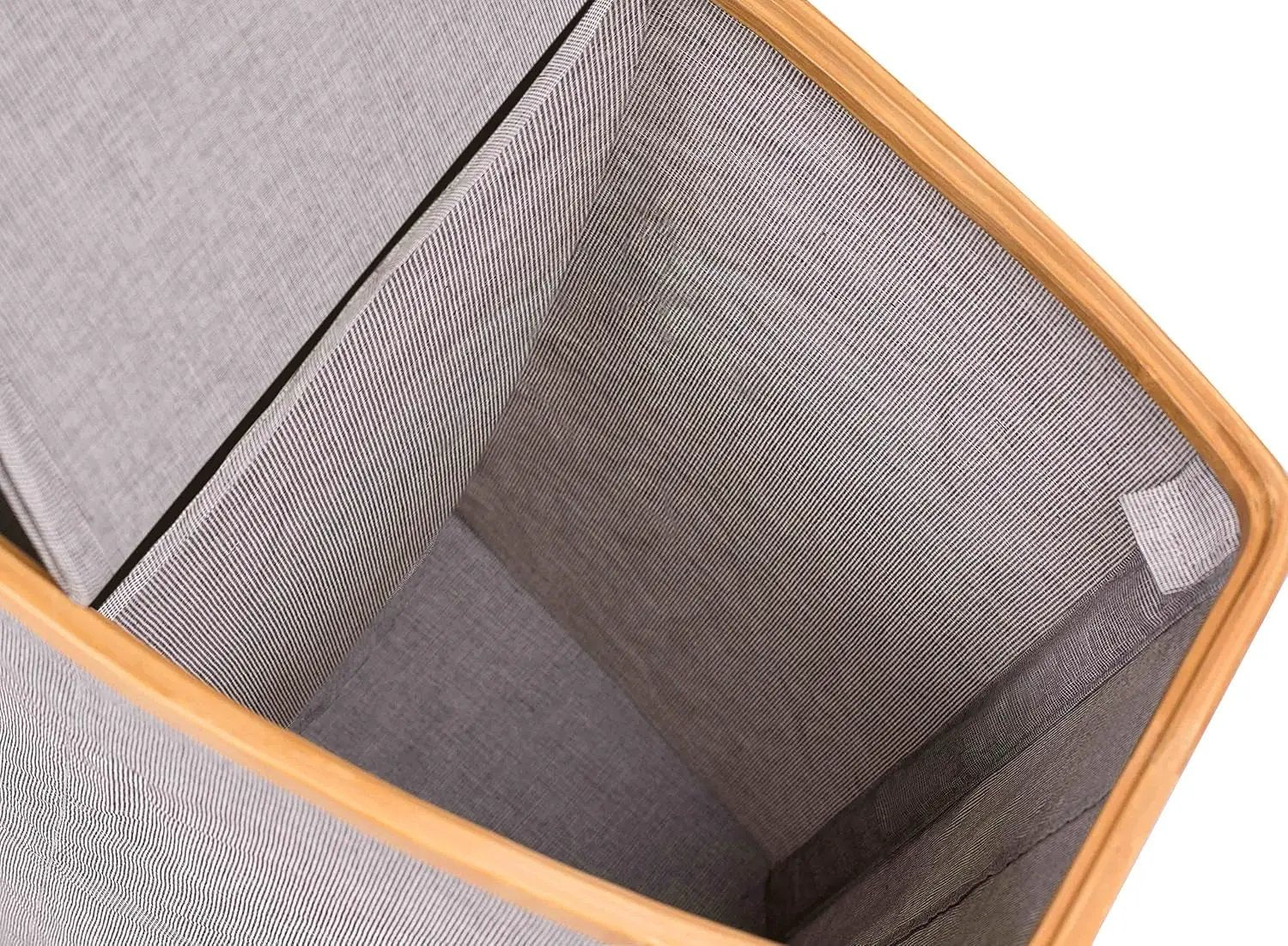 Eco-Friendly Bamboo & Canvas Laundry Hamper – Foldable, Slim Storage Basket with Lid for Bedroom, Bathroom & Dorm - Tampa Home & Garden Store
