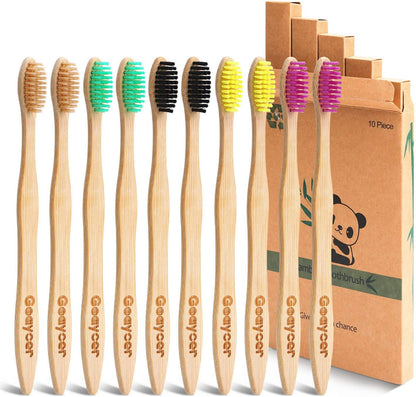 Eco-Friendly Bamboo Toothbrushes – Set of 10 - Tampa Home & Garden Store