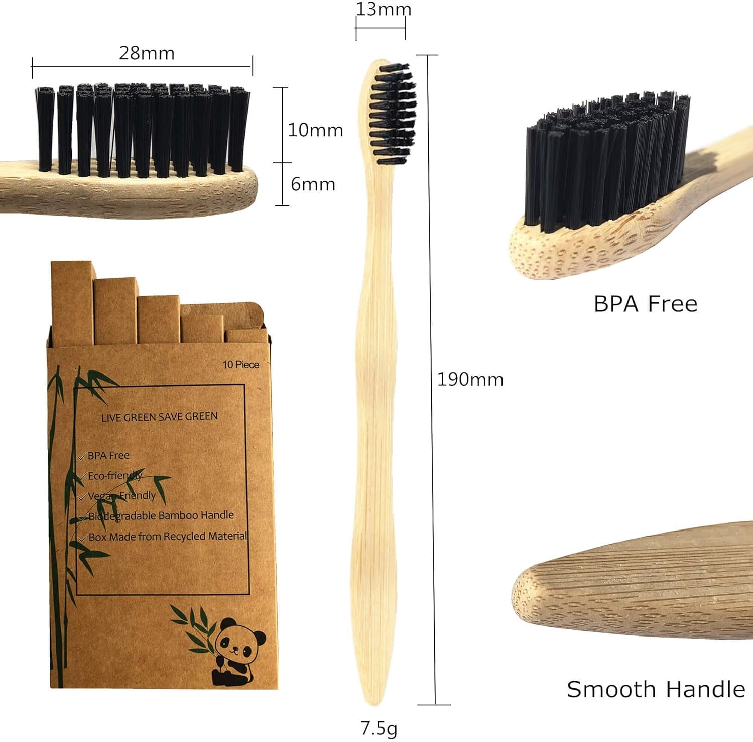 Eco-Friendly Bamboo Toothbrushes – Set of 10 - Tampa Home & Garden Store