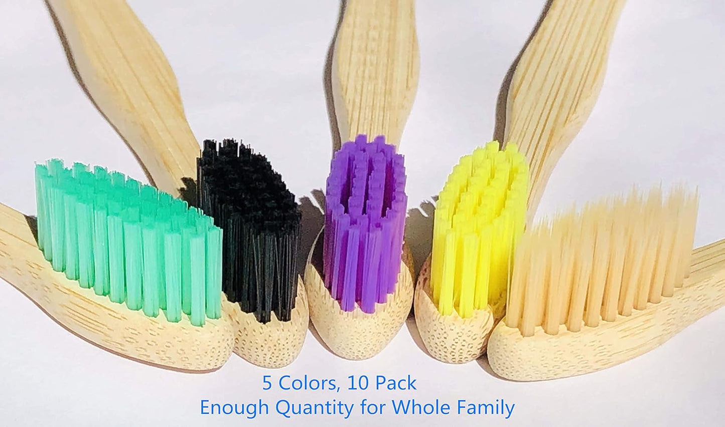 Eco-Friendly Bamboo Toothbrushes – Set of 10 - Tampa Home & Garden Store