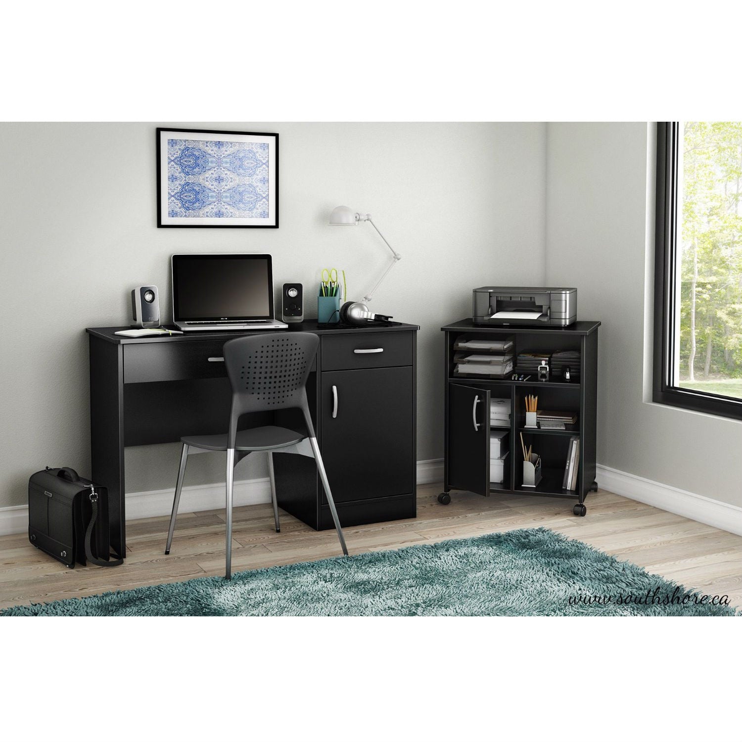 Eco-Friendly Black Printer Stand Cart - Tampa Home & Garden Store