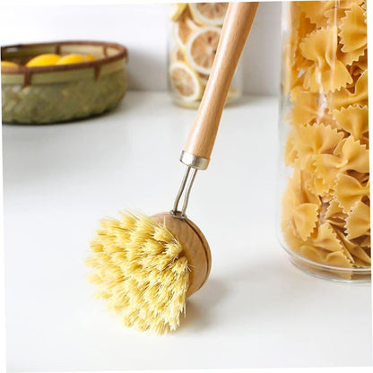 Eco-Friendly Dish Brush Replacement Heads - 5 Pieces Natural Sisal Hemp and Beech Wood Scrubbing Brushes / - Tampa Home & Garden Store