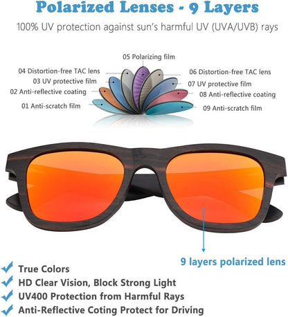 Eco-Friendly Polarized Bamboo Wood Sunglasses – Handcrafted, Sustainable Eyewear for Men & Women - Tampa Home & Garden Store