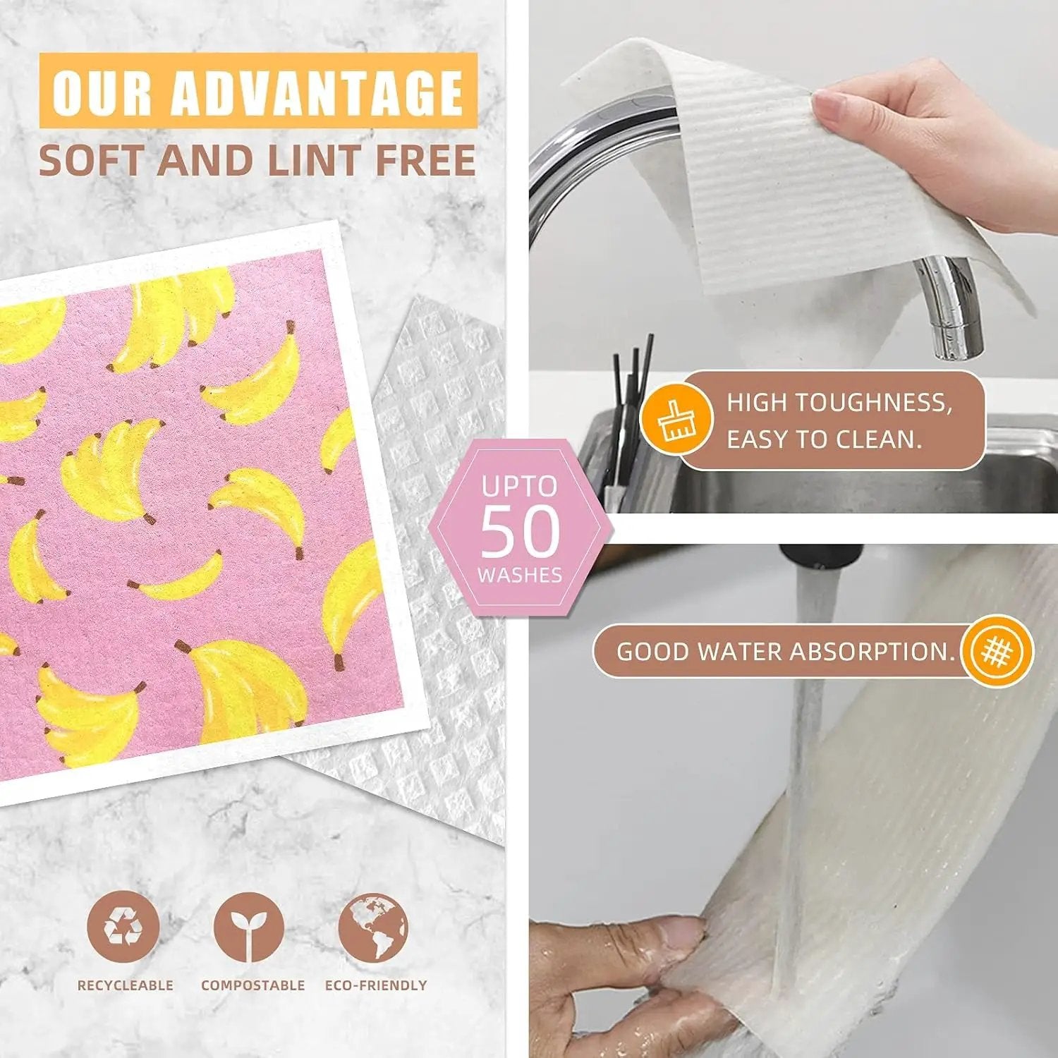🌿 Eco-Friendly Swedish Dishcloths – 100% Compostable Wood Pulp & Cotton - Tampa Home & Garden Store