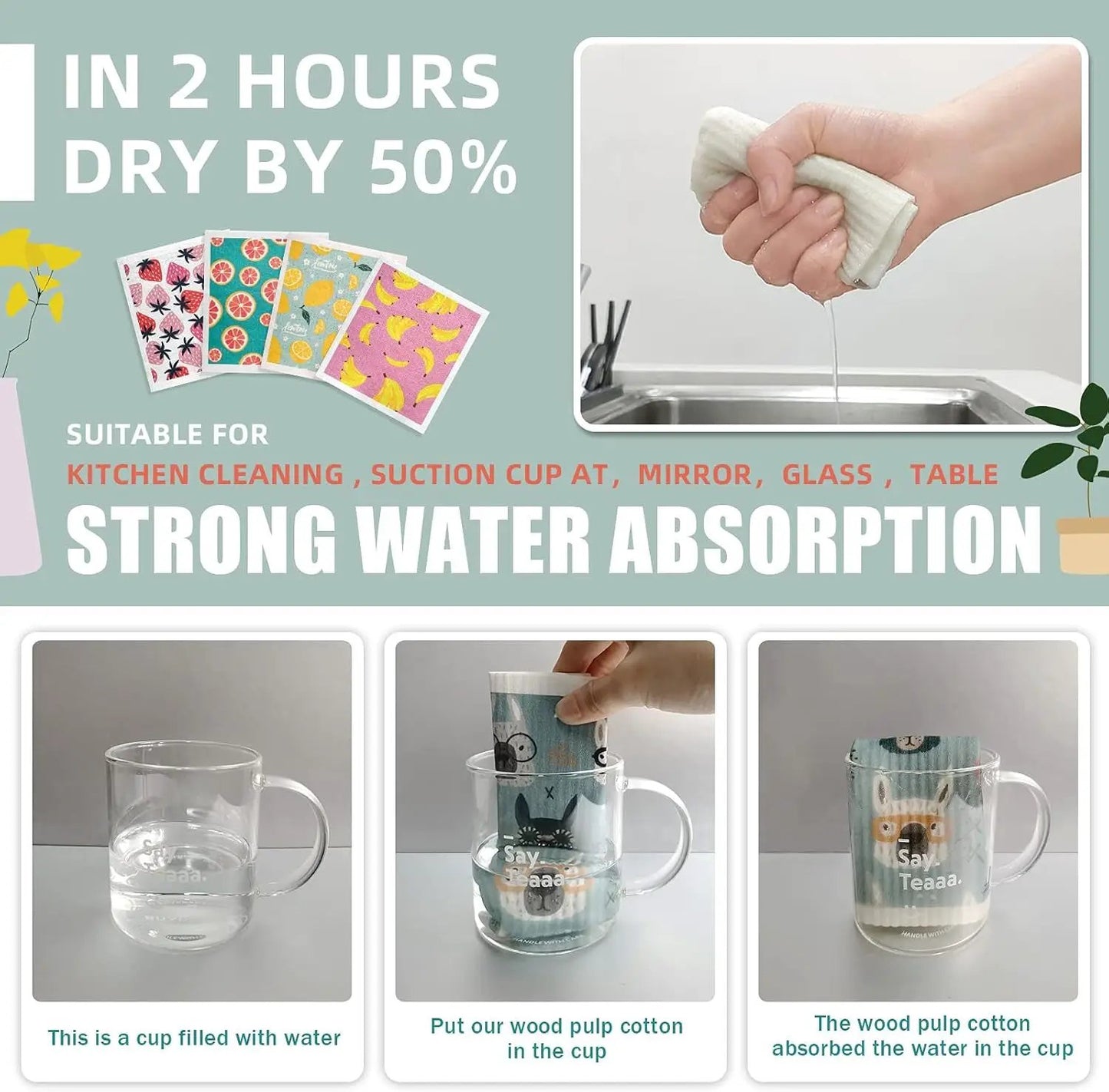 🌿 Eco-Friendly Swedish Dishcloths – 100% Compostable Wood Pulp & Cotton - Tampa Home & Garden Store