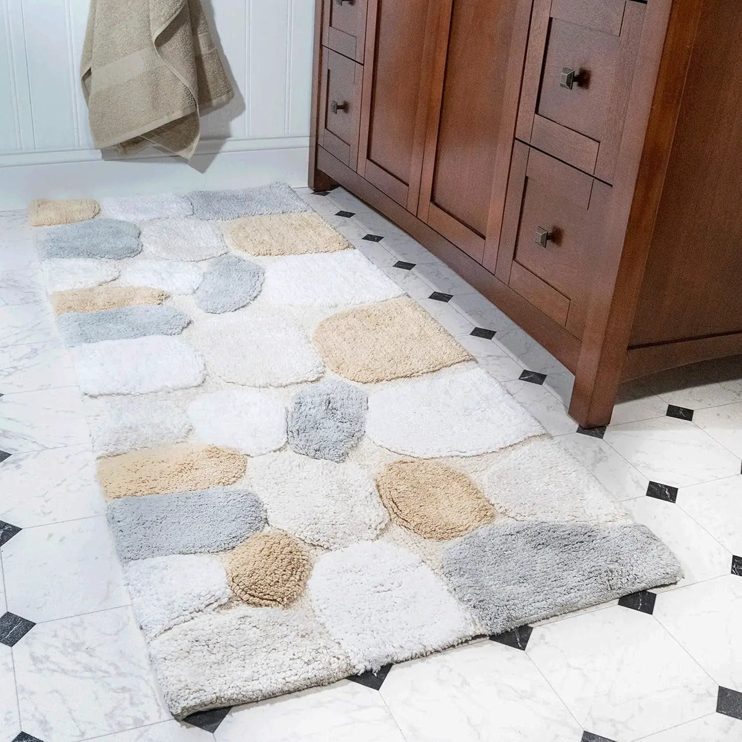 🛁 EcoSoft™ 100% Cotton Pebble Bath Runner – Machine Washable, Non-Slip Latex Backing, Spa-Inspired Comfort – 24"x60" - Tampa Home & Garden Store