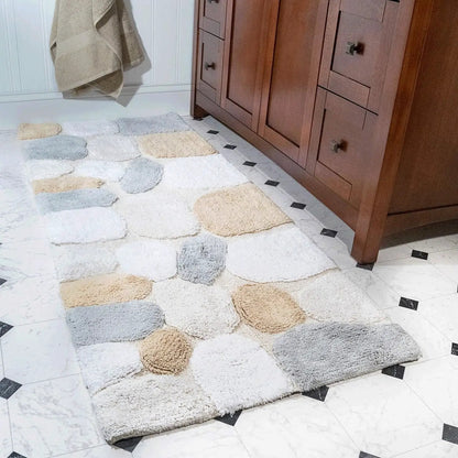 🛁 EcoSoft™ 100% Cotton Pebble Bath Runner – Machine Washable, Non-Slip Latex Backing, Spa-Inspired Comfort – 24"x60" - Tampa Home & Garden Store