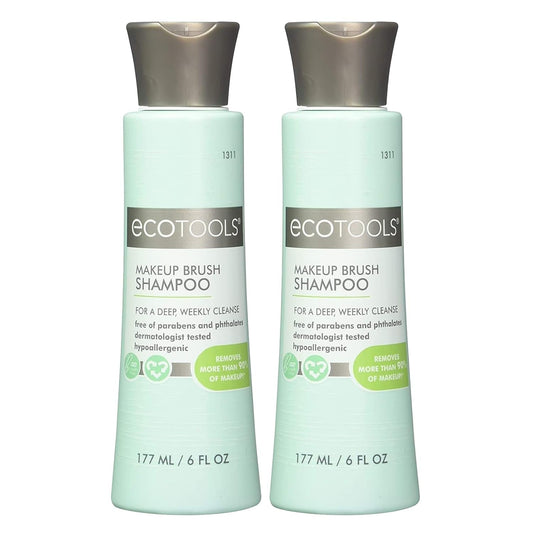 EcoTools Makeup Brush Shampoo – Gentle Plant-Based Cleaner for Makeup Brushes & Sponges | 2 Pack, 6 oz Bottles | Vegan, Hypoallergenic, Eco-Friendly - Tampa Home & Garden Store