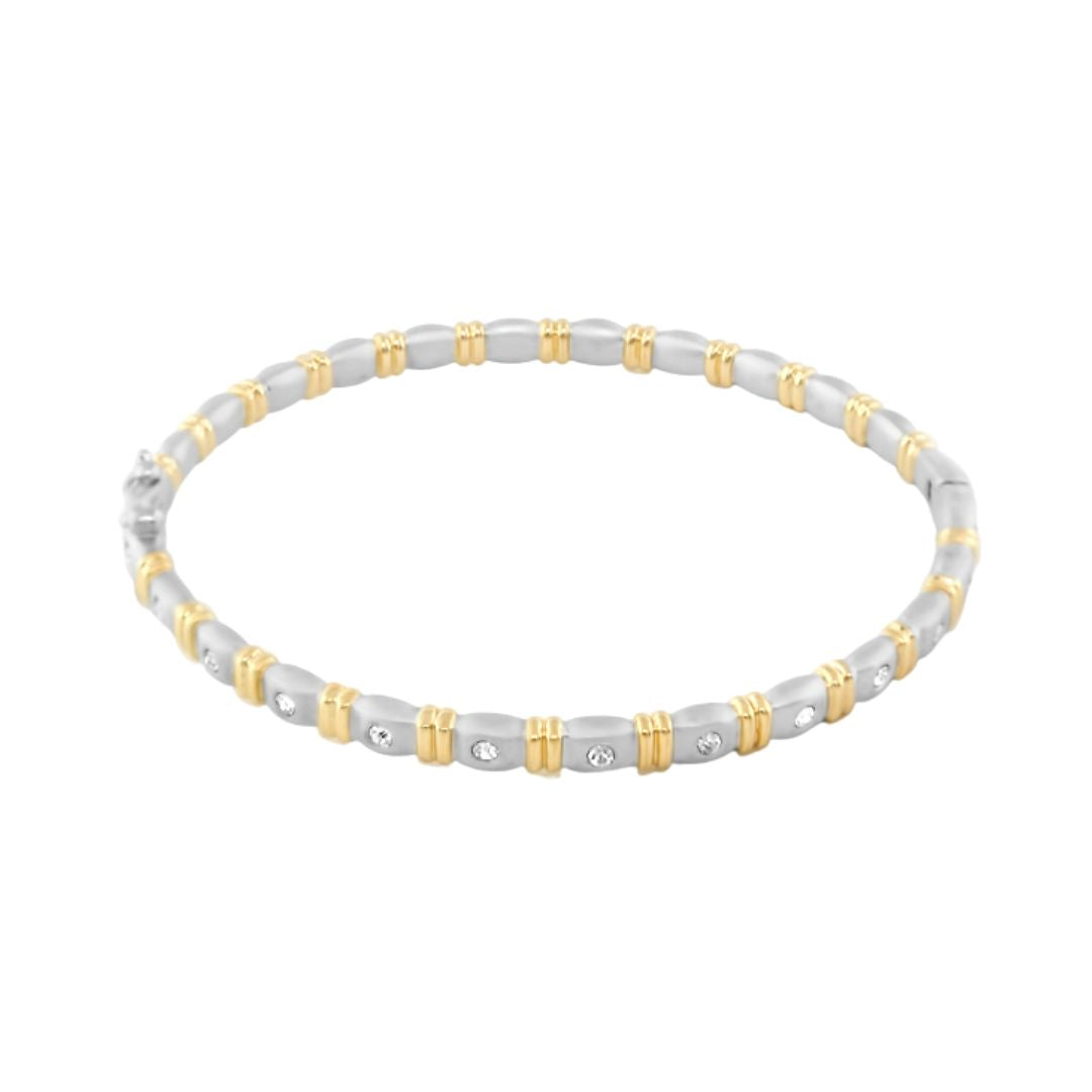 Axis LGA Gold and Rhodium Stackable Bracelet, grey beads with gold spacers and crystals on Tampa Home & Garden Store