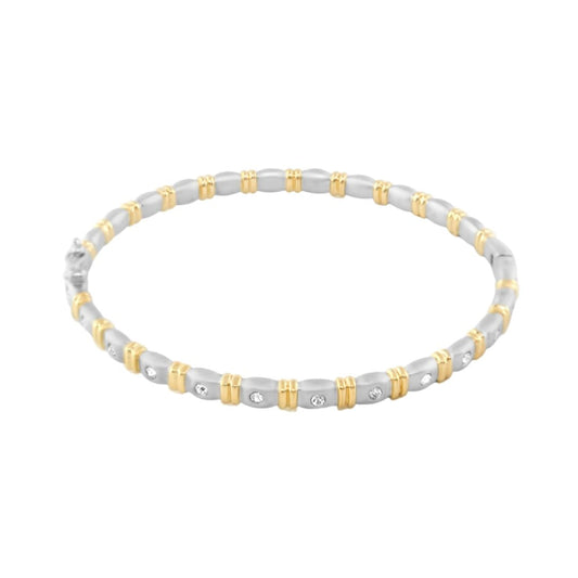Axis LGA Gold and Rhodium Stackable Bracelet, grey beads with gold spacers and crystals on Tampa Home & Garden Store