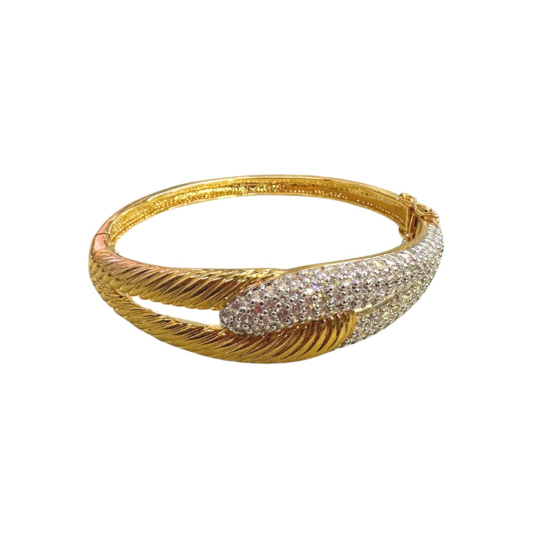 Cable Knot Bangle by Lauren G Adams, gold-tone hinged bracelet with pavé diamonds on Tampa Home & Garden Store