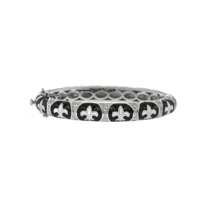 Fleur De Lis Bangle black enamel with fleur-de-lis and pavé crystals by Lauren G Adams on Tampa Home & Garden Store