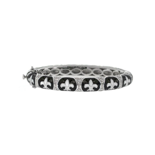 Fleur De Lis Bangle black enamel with fleur-de-lis and pavé crystals by Lauren G Adams on Tampa Home & Garden Store