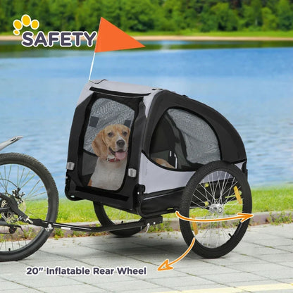 Dog Bike Trailer pet stroller by Furr Baby Gifts, grey/black mesh enclosure, 20in rear wheel on Tampa Home & Garden Store