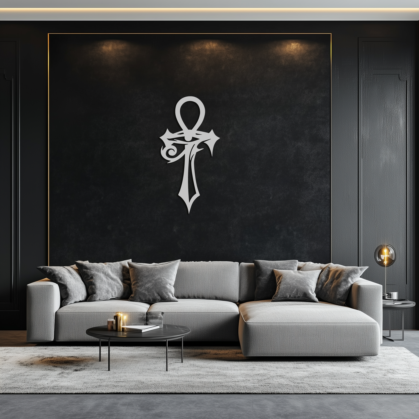 Egyptian Ankh Cross with Eye of Horus Metal Wall Art – Spiritual Symbol Black Wall Decor- KAF557 - Tampa Home & Garden Store