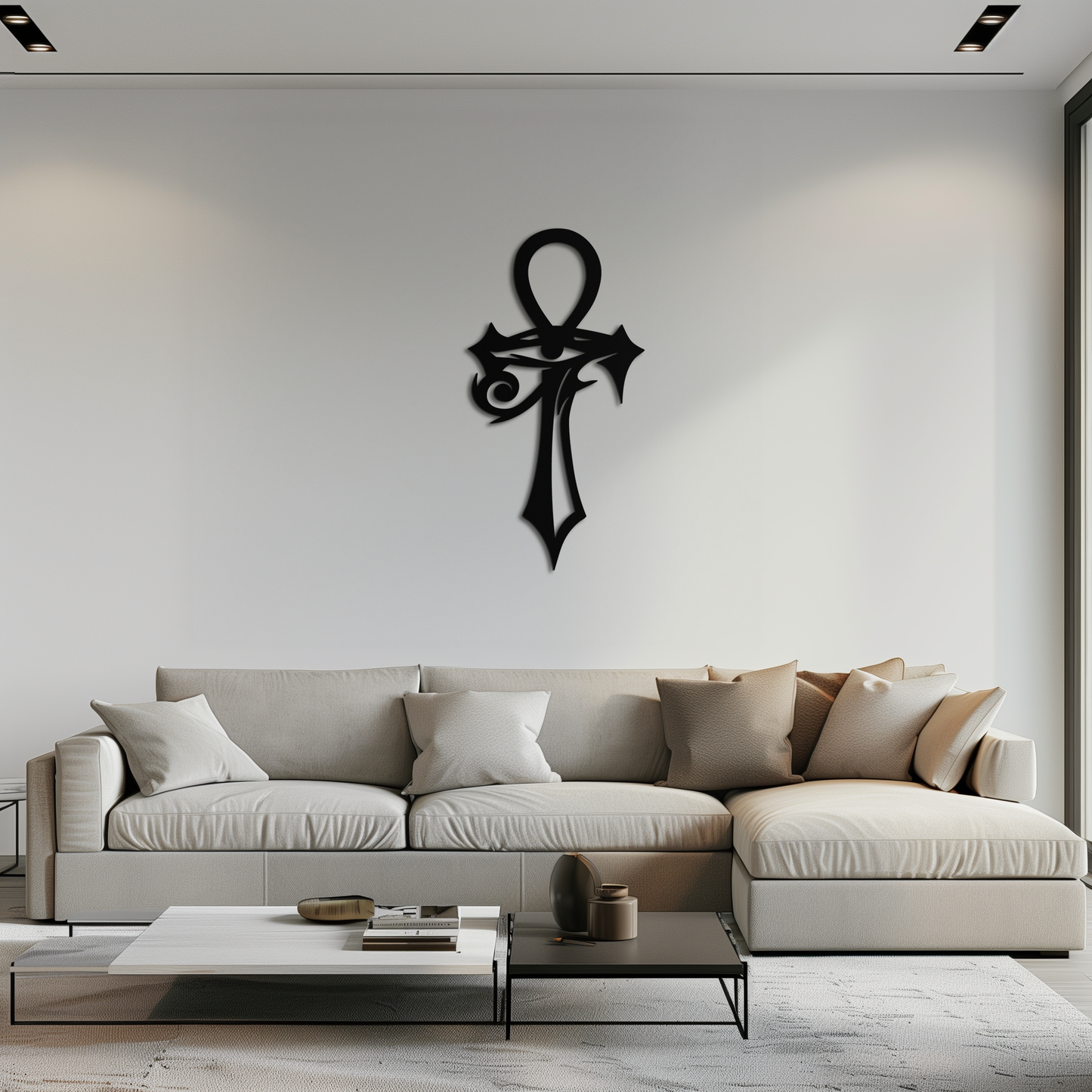 Egyptian Ankh Cross with Eye of Horus Metal Wall Art – Spiritual Symbol Black Wall Decor- KAF557 - Tampa Home & Garden Store