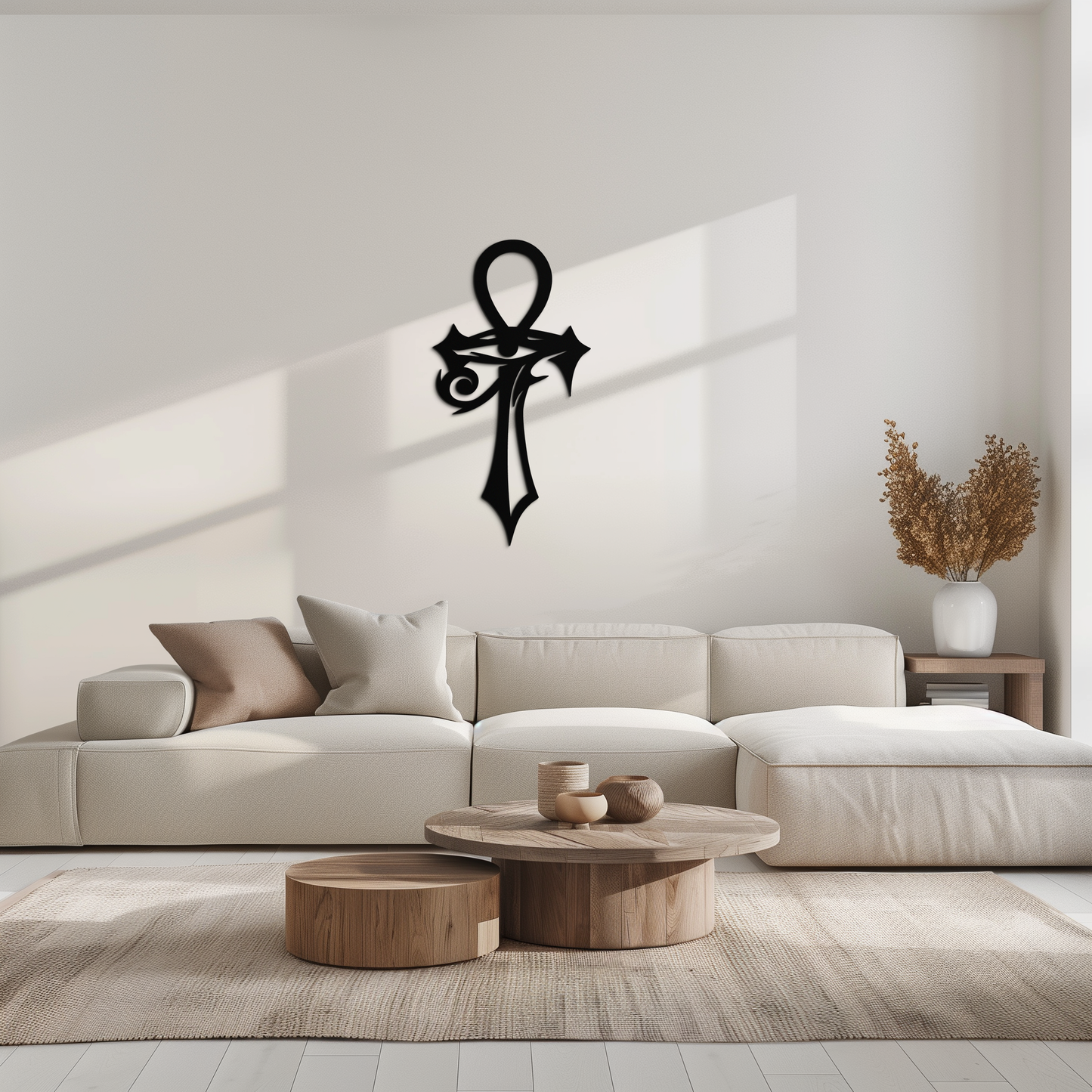 Egyptian Ankh Cross with Eye of Horus Metal Wall Art – Spiritual Symbol Black Wall Decor- KAF557 - Tampa Home & Garden Store