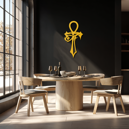 Egyptian Ankh Cross with Eye of Horus Metal Wall Art – Spiritual Symbol Black Wall Decor- KAF557 - Tampa Home & Garden Store