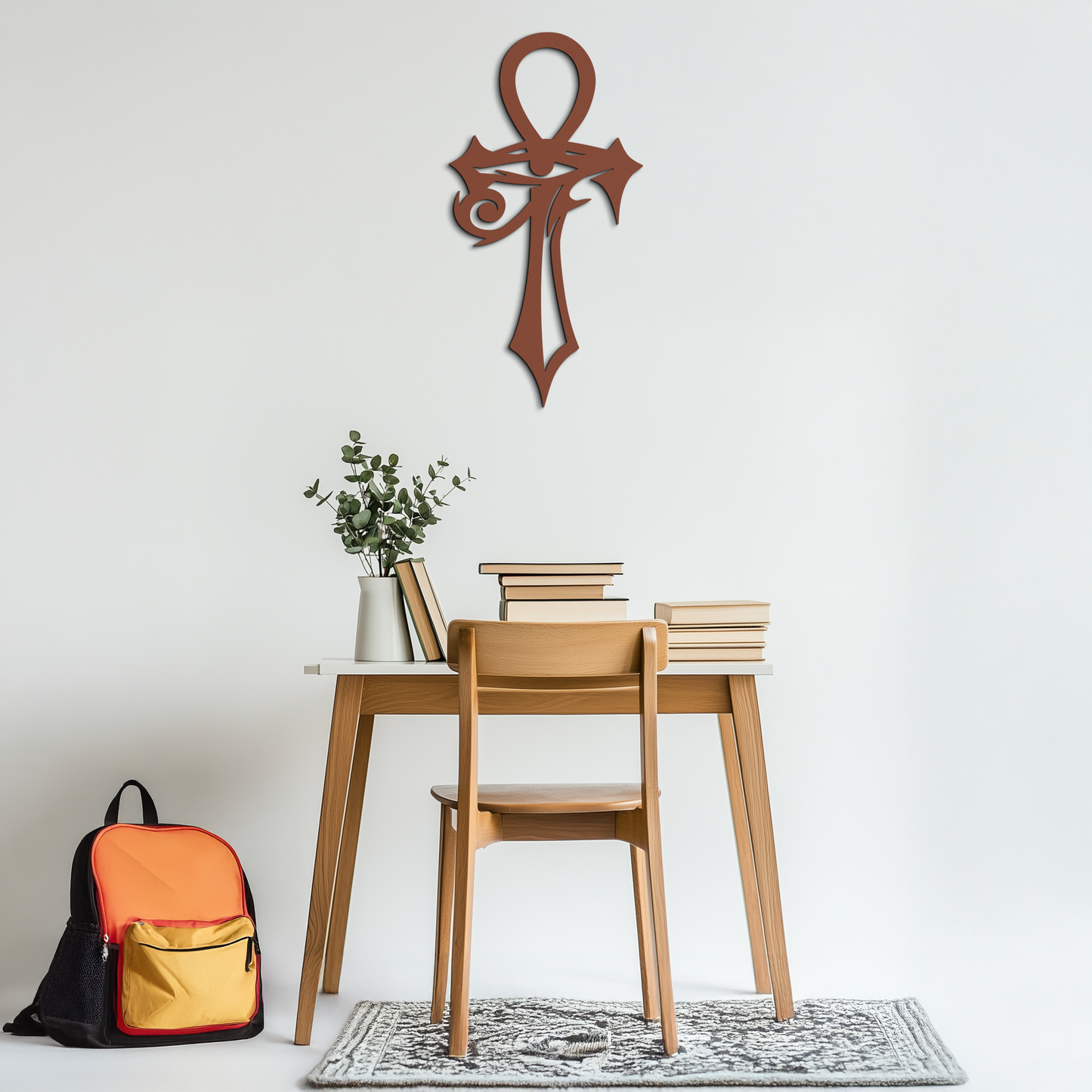 Egyptian Ankh Cross with Eye of Horus Metal Wall Art – Spiritual Symbol Black Wall Decor- KAF557 - Tampa Home & Garden Store