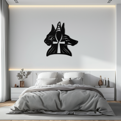 Egyptian Cat and Jackal Metal Wall Art – Ankh Cross Black Wall Decor- KAF558 - Tampa Home & Garden Store