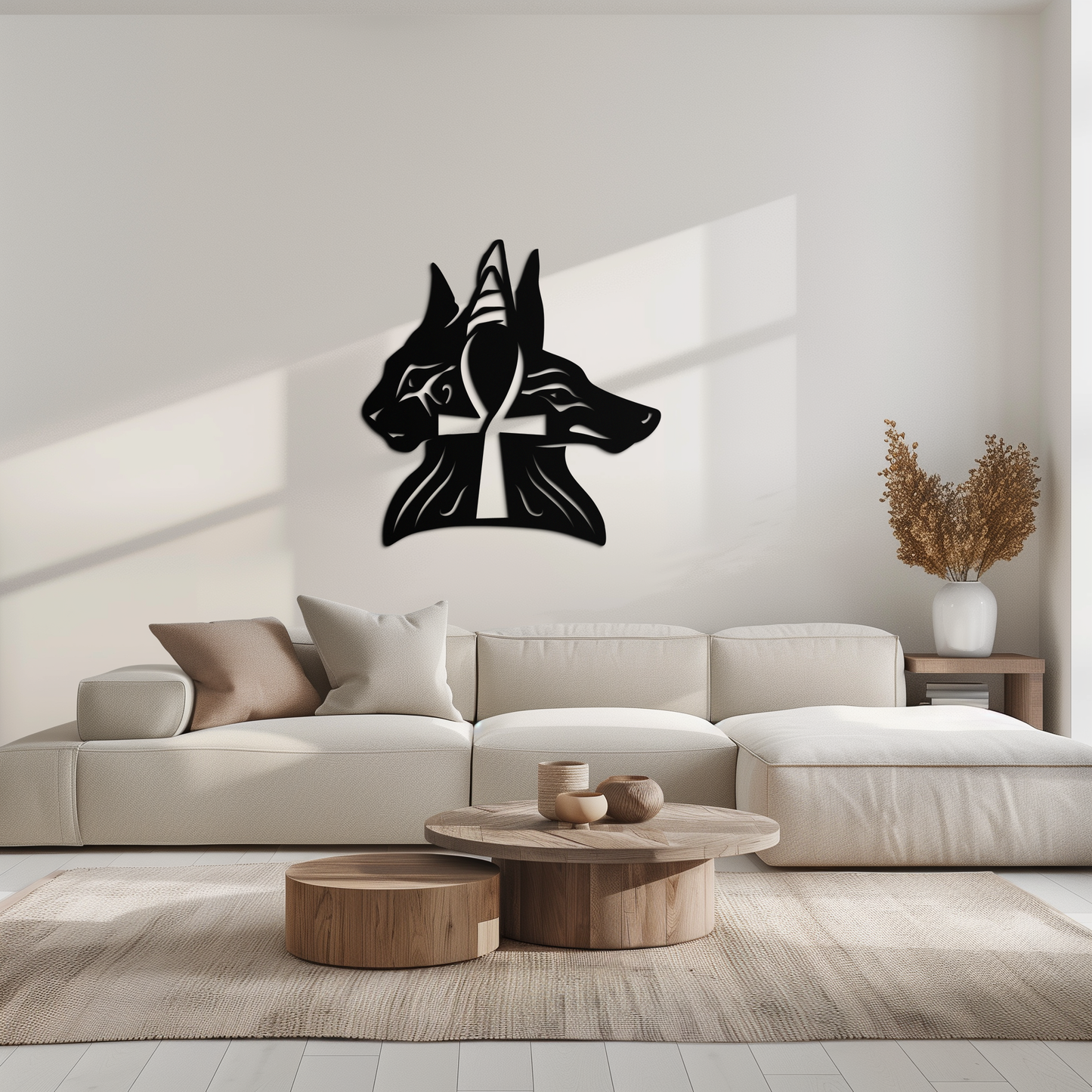Egyptian Cat and Jackal Metal Wall Art – Ankh Cross Black Wall Decor- KAF558 - Tampa Home & Garden Store