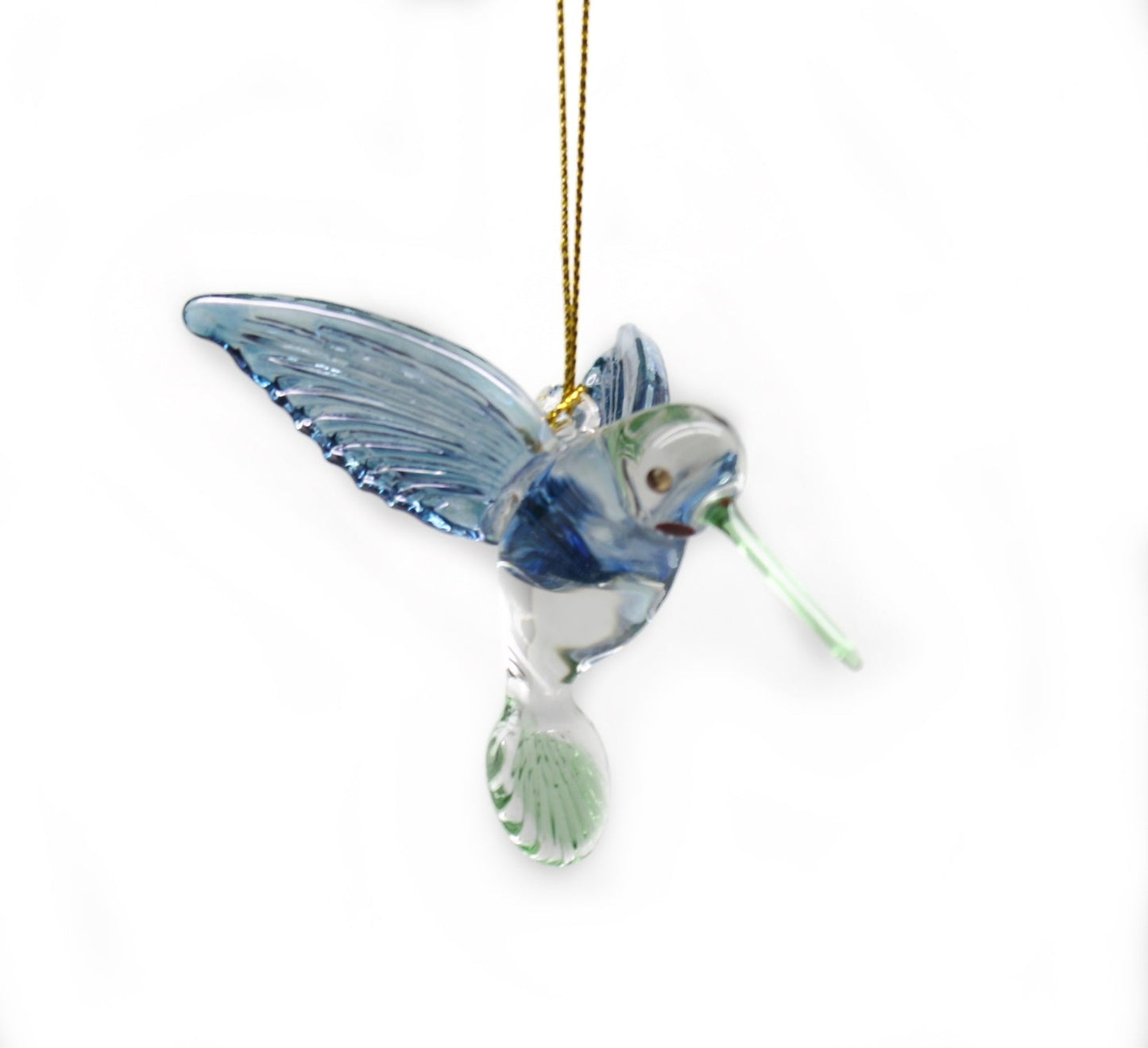 Egyptian Glass Hummingbird Ornament - Blue with Green Beak - Tampa Home & Garden Store