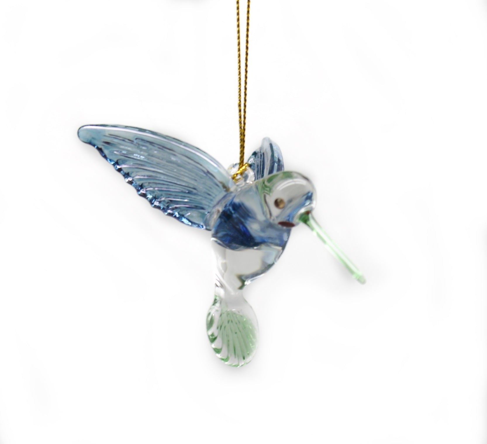 Egyptian Glass Hummingbird Ornament - Blue with Green Beak - Tampa Home & Garden Store