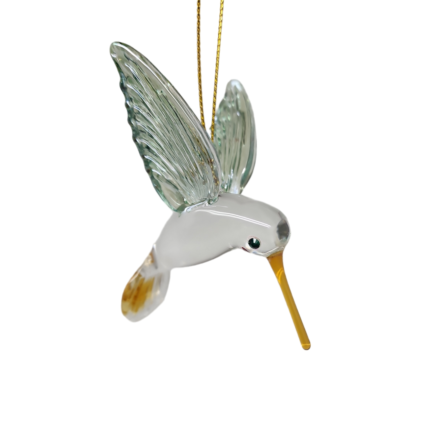 Egyptian Glass Hummingbird Ornament - Green with Yellow Beak - Tampa Home & Garden Store