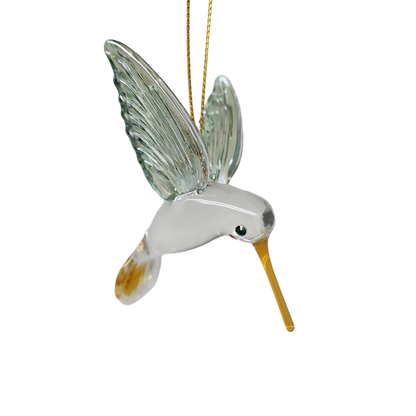 Egyptian Glass Hummingbird Ornament - Green with Yellow Beak - Tampa Home & Garden Store