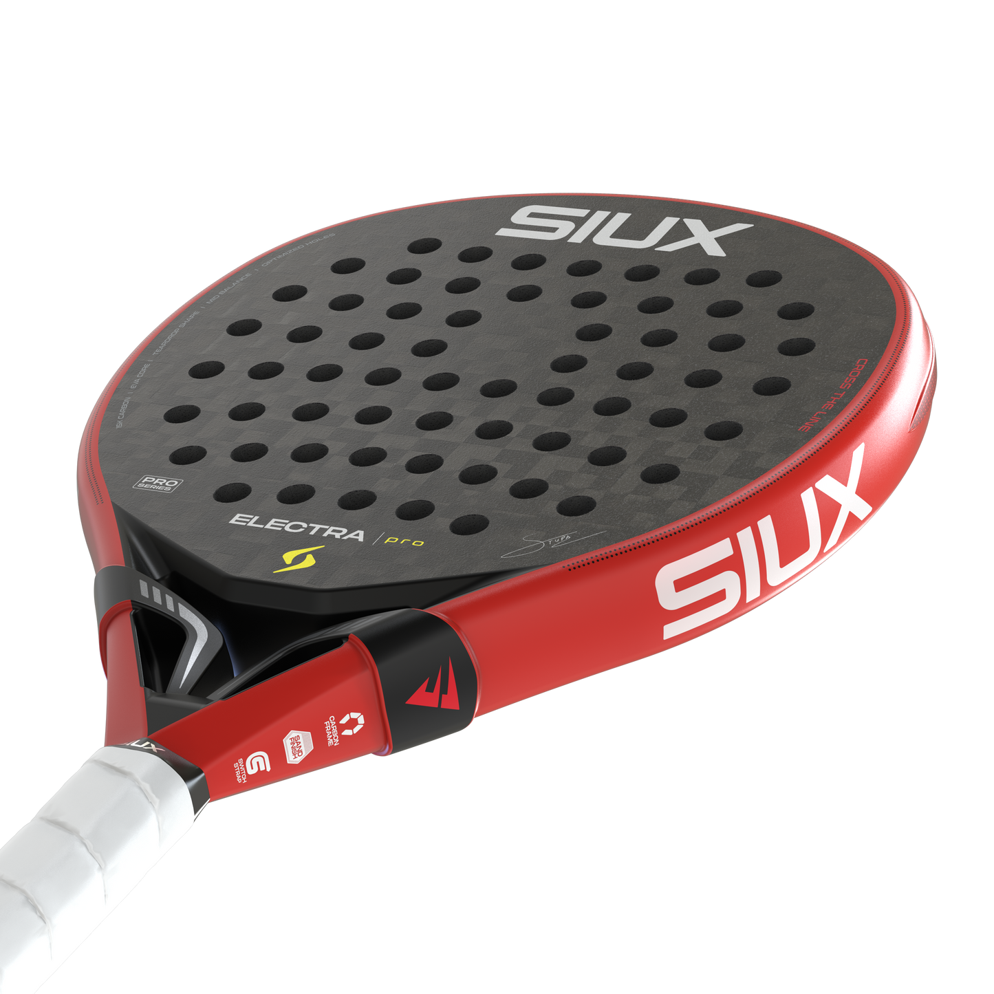 Padel racket ST5 Electra Pro 2026 Fire Red by Siux USA, red frame with gray perforated face on Tampa Home & Garden Store