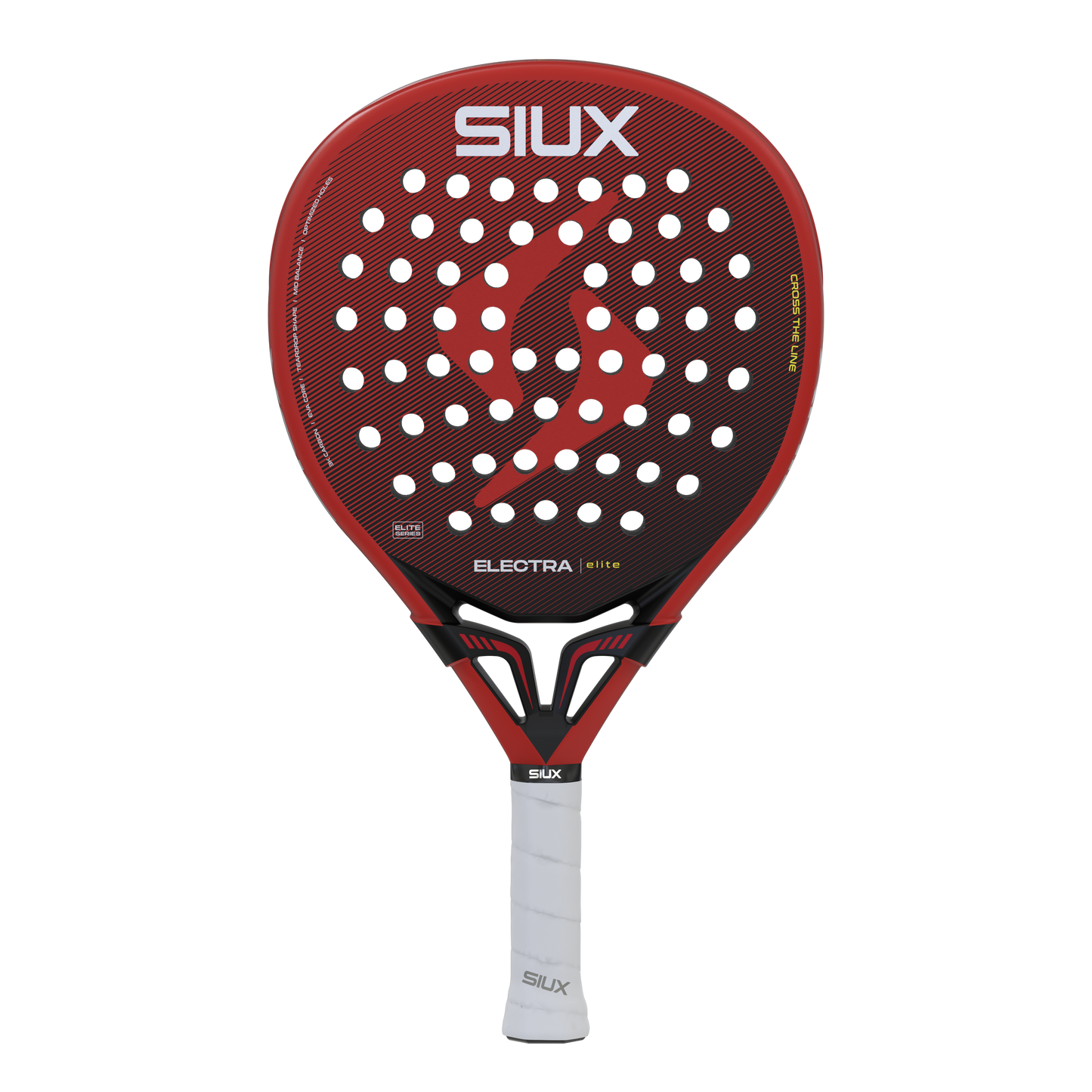 Electra Elite 2026 padel racket by Siux USA in red with diagonal pattern and perforations on Tampa Home & Garden Store