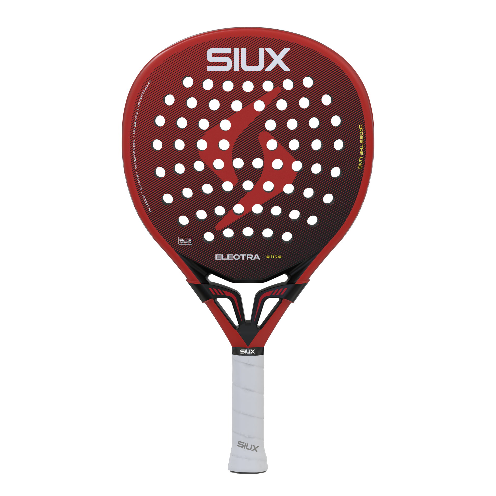 Electra Elite 2026 padel racket by Siux USA in red with diagonal pattern and perforations on Tampa Home & Garden Store