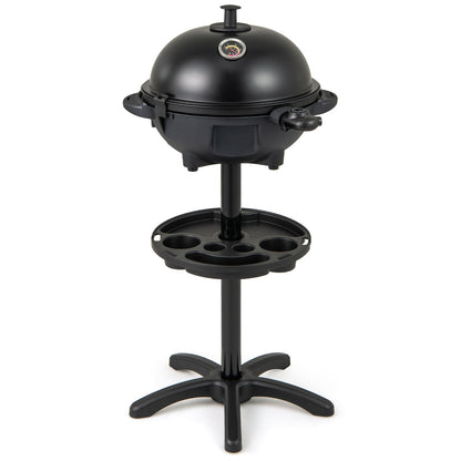 Parrilla eléctrica para barbacoa de 1200 W, para interior y exterior, con placa antiadherente de 2 zonas, color negro