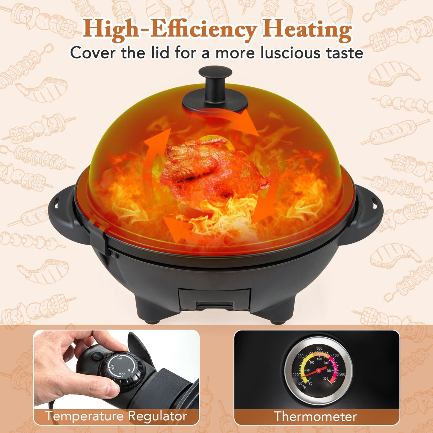 Parrilla eléctrica para barbacoa de 1200 W, para interior y exterior, con placa antiadherente de 2 zonas, color negro