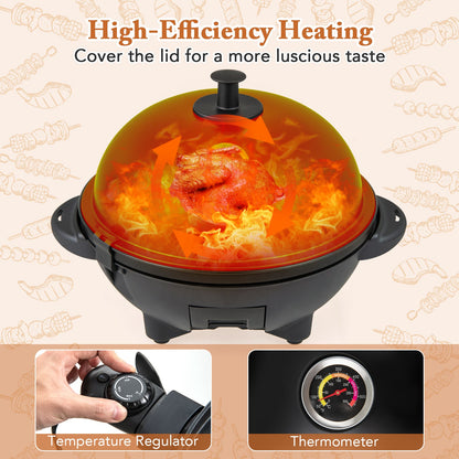 Parrilla eléctrica para barbacoa de 1200 W, para interior y exterior, con placa antiadherente de 2 zonas, color negro