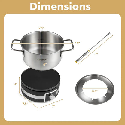 Electric Fondue Pot Set with 6 Forks, 2.6 Qt