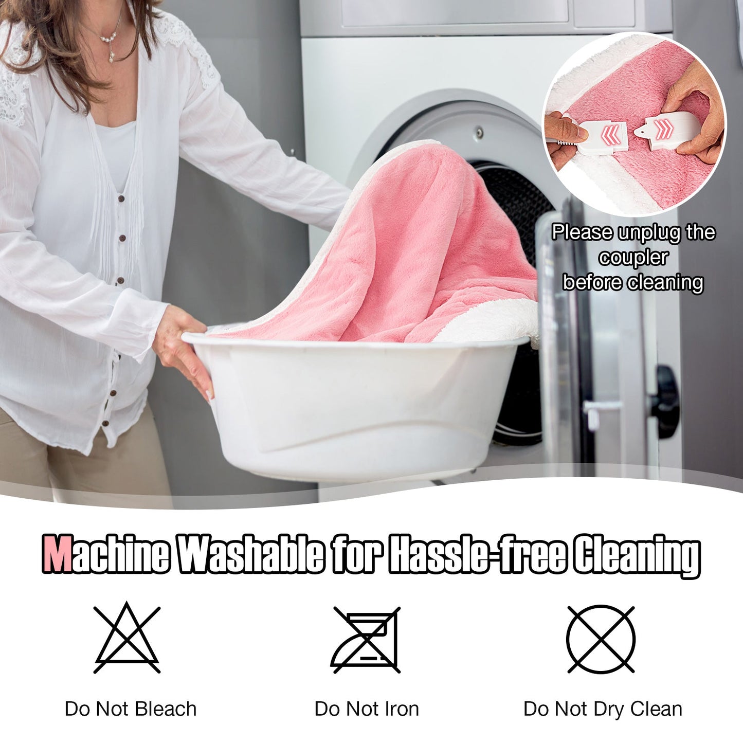 Manta Eléctrica Térmica con 10 Niveles de Calefacción-Rosa