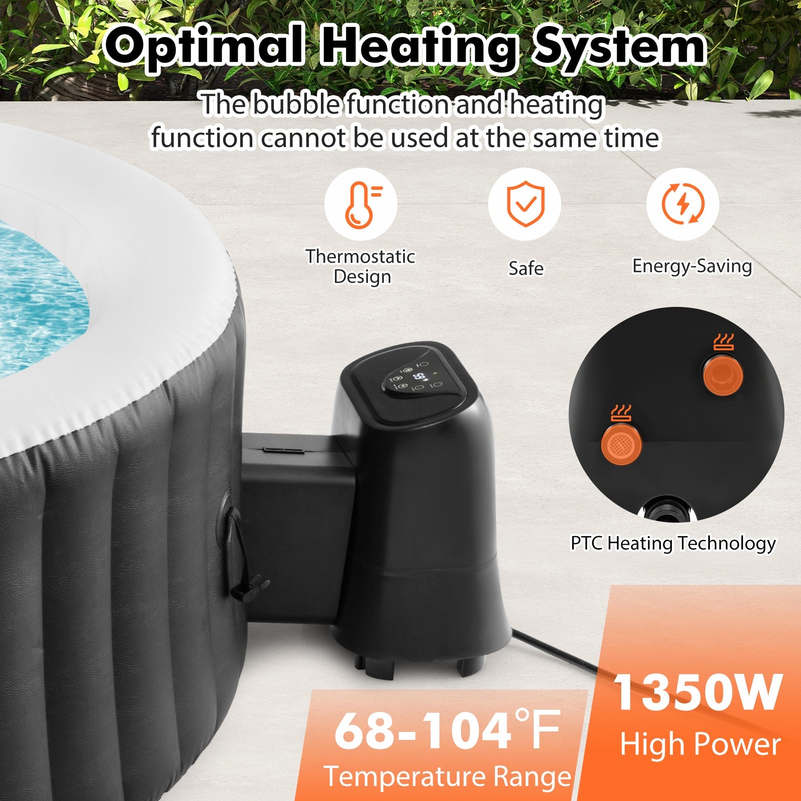 1350W DirectDeals electric pool heater pump with touch panel and LED display, black on Tampa Home & Garden Store