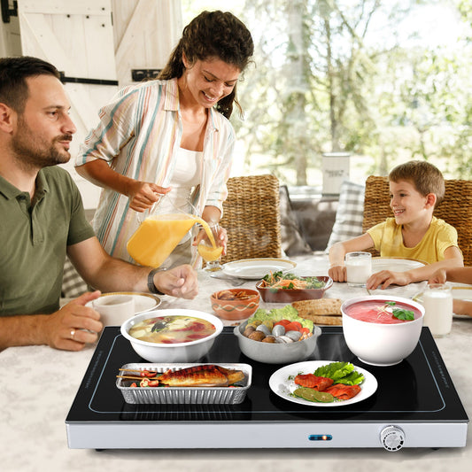 Electric Warming Tray with Adjustable Temperature and Built-In Handles Tempered Glass - Tampa Home & Garden Store