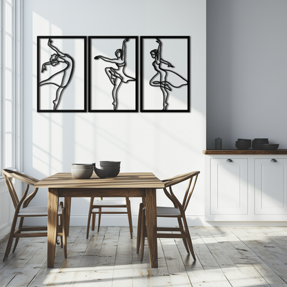 Elegant Ballerina Trio Metal Wall Art - Graceful Dance Silhouettes - KAF205 - Tampa Home & Garden Store