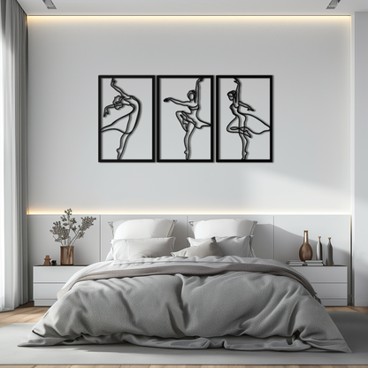Elegant Ballerina Trio Metal Wall Art - Graceful Dance Silhouettes - KAF205 - Tampa Home & Garden Store