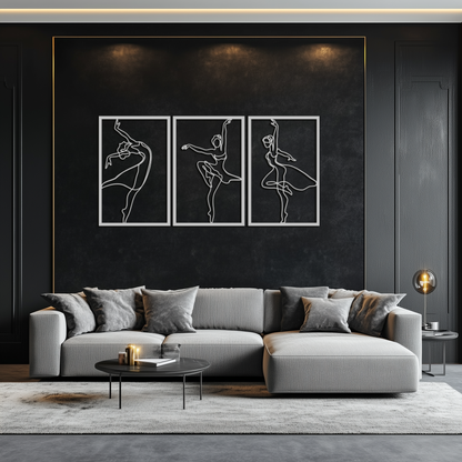 Elegant Ballerina Trio Metal Wall Art - Graceful Dance Silhouettes - KAF205 - Tampa Home & Garden Store