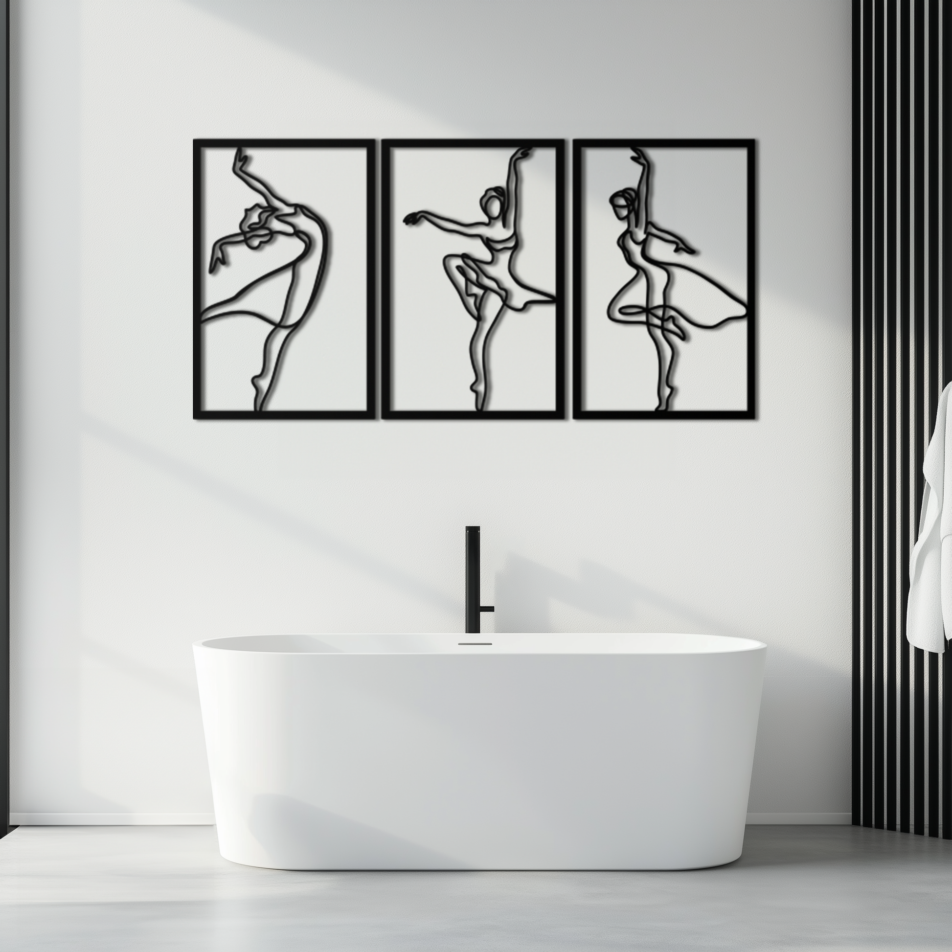 Elegant Ballerina Trio Metal Wall Art - Graceful Dance Silhouettes - KAF205 - Tampa Home & Garden Store