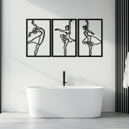 Elegant Ballerina Trio Metal Wall Art - Graceful Dance Silhouettes - KAF205 - Tampa Home & Garden Store