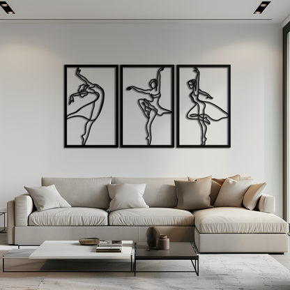 Elegant Ballerina Trio Metal Wall Art - Graceful Dance Silhouettes - KAF205 - Tampa Home & Garden Store
