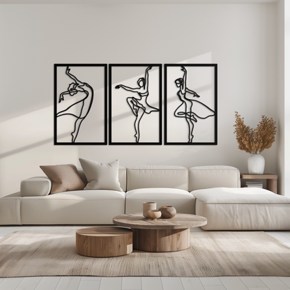 Elegant Ballerina Trio Metal Wall Art - Graceful Dance Silhouettes - KAF205 - Tampa Home & Garden Store
