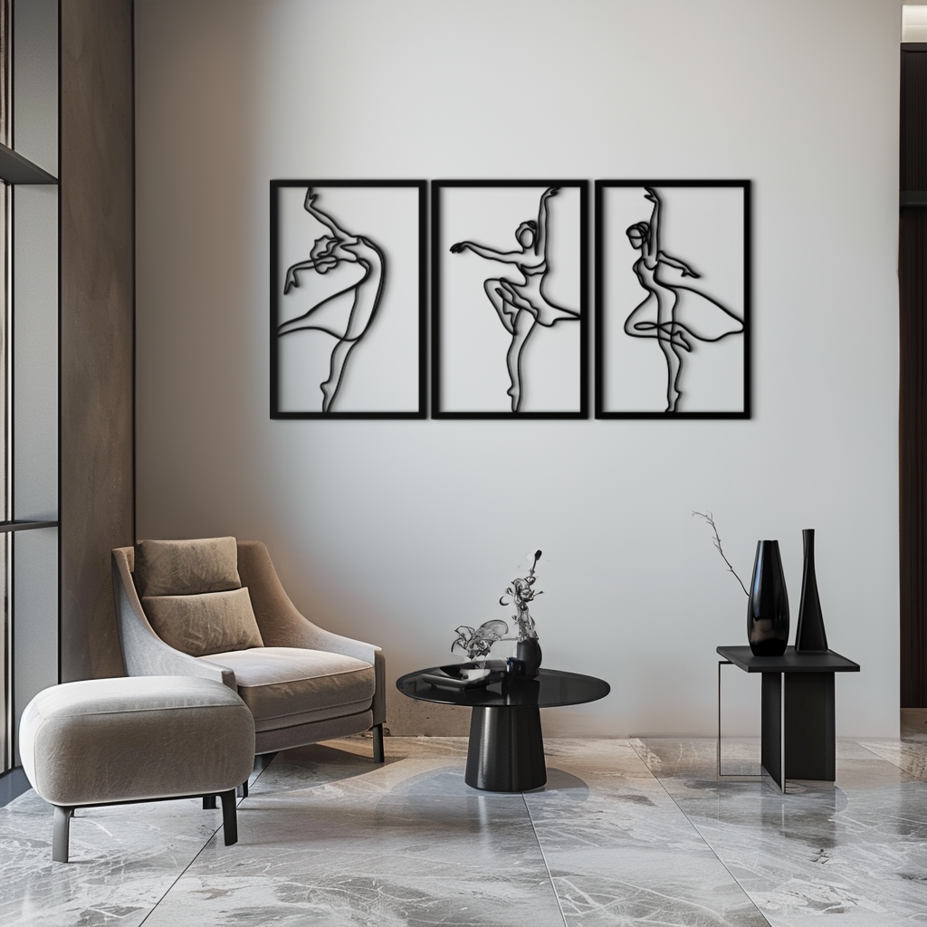 Elegant Ballerina Trio Metal Wall Art - Graceful Dance Silhouettes - KAF205 - Tampa Home & Garden Store